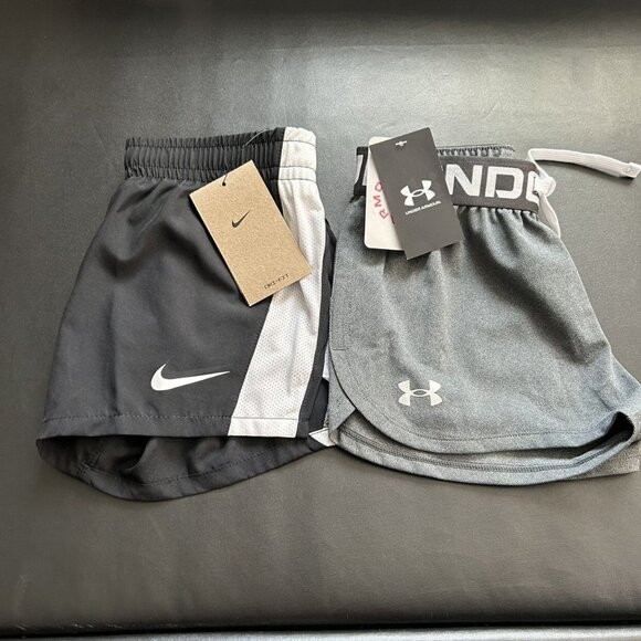 NWT Under Armour / Nike Athletic Shorts Set Girls Youth Size Small - Picture 1 of 5